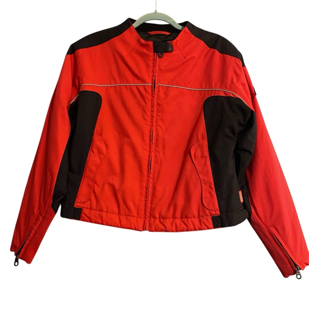 Vintage 2003 Harley Davidson Women''s Full Zip Nylon Riding Jacket Red Black L